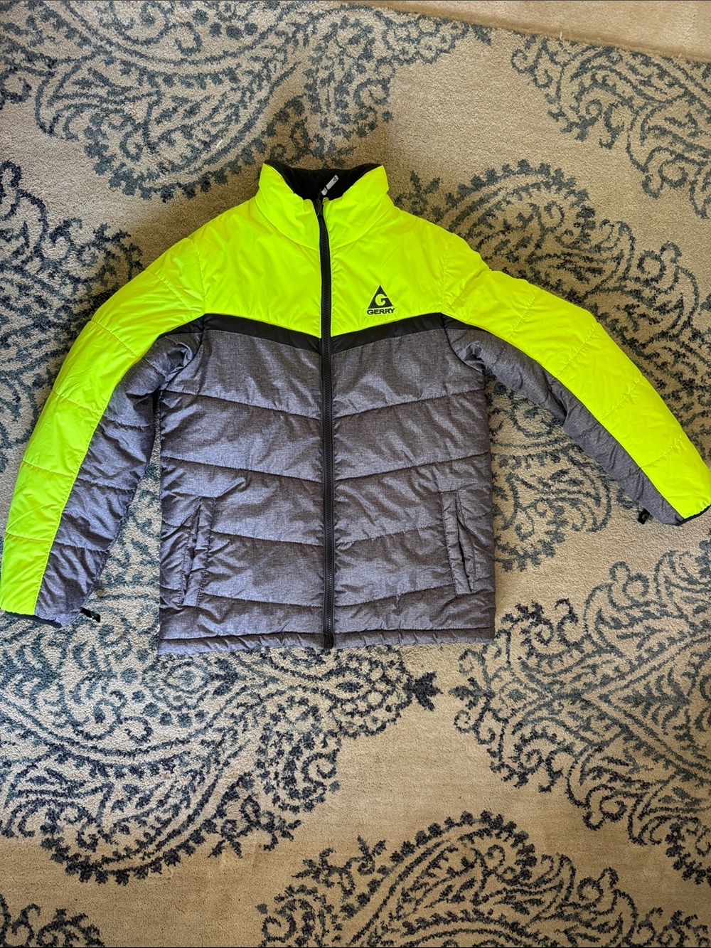 Gerry Kids High-Vis Neon Yellow and Gray Puffer Jacket